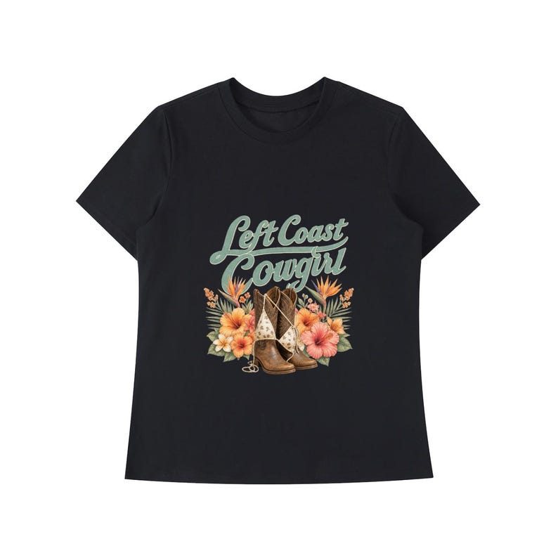 Left Coast Cowgirl Tropical Shoulder T-Shirt