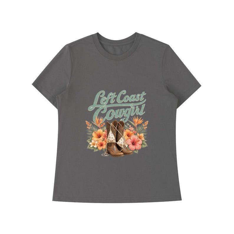 Left Coast Cowgirl Tropical Shoulder T-Shirt 13
