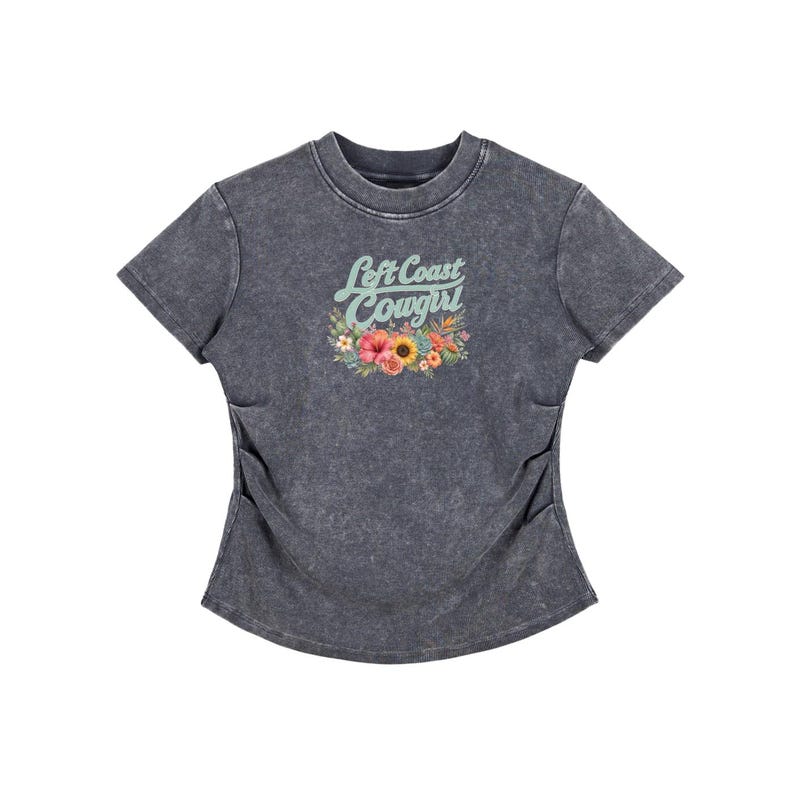 Left Coast Cowgirl Vintage Washed Bodycon Cotton T-Shirt 11