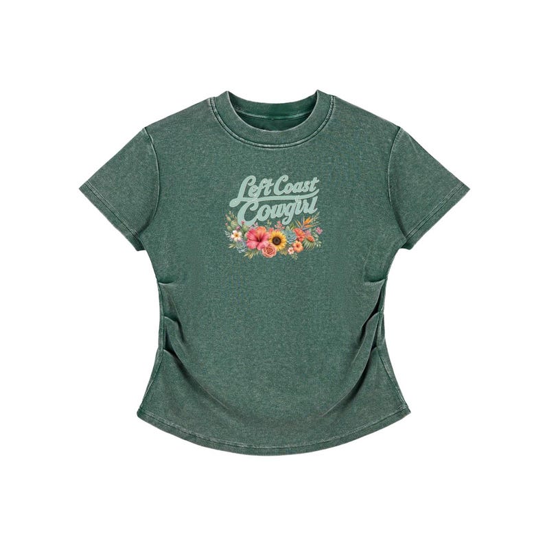 Left Coast Cowgirl Vintage Washed Bodycon Cotton T-Shirt 9